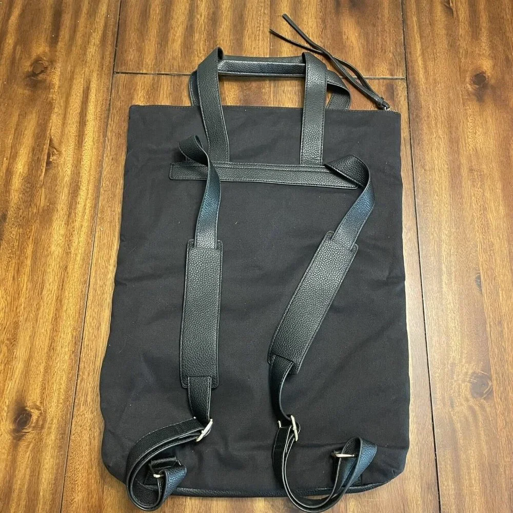 Jaanuu Black Leather Nursing Backpack